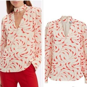 Self Portrait High Neck Printed Blouse